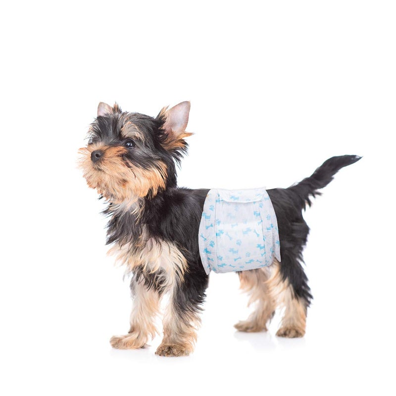 Flying Paws Male Dog Diapers - Absorbent Dog Wraps Belly Bands for Dogs with Leak Protection, Excitable Urination, Incontinence, or Male Marking, X-Small 60 Pcs - Image 1